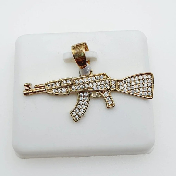 "14K Gold Plated Cubic Zircon Pendant, INUS1BR076 - Picture 1 of 10